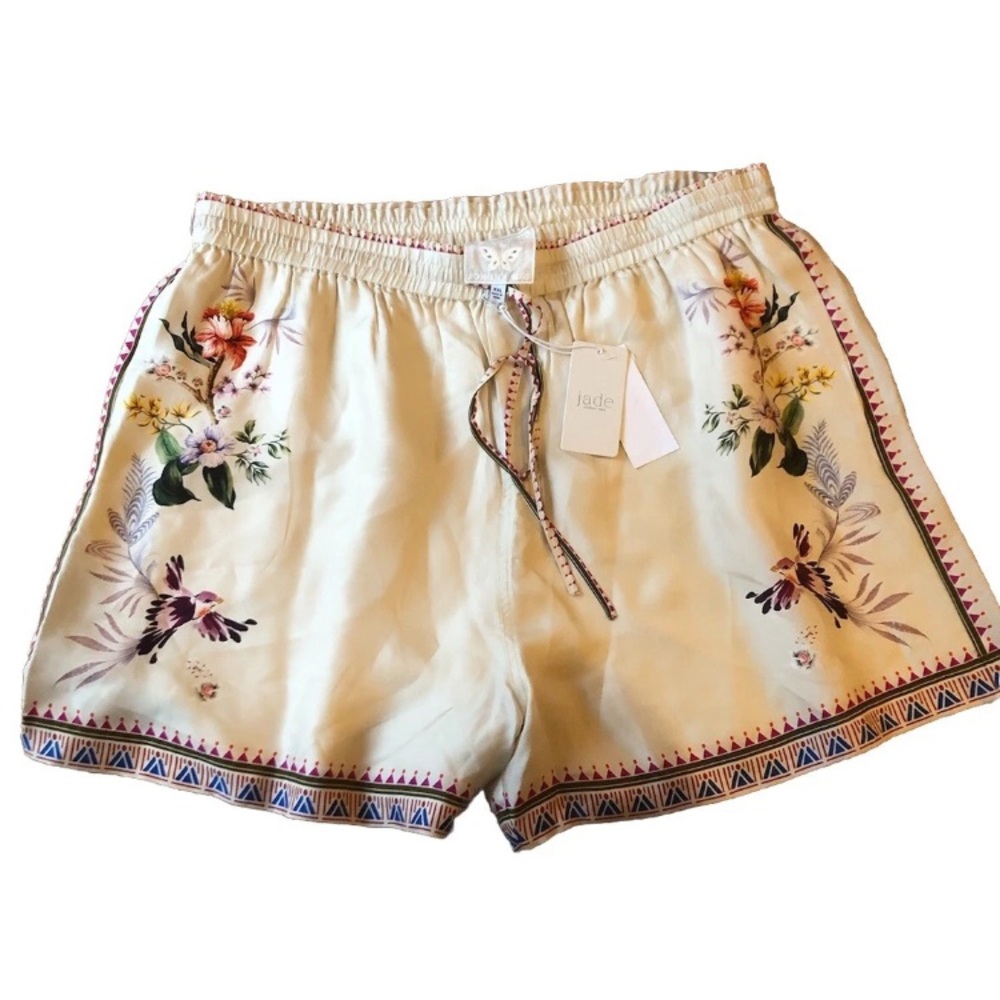 NWT JOHNNY WAS JADES Mayvis Shorts Ivory Silk Blend XXL Embroidery $230